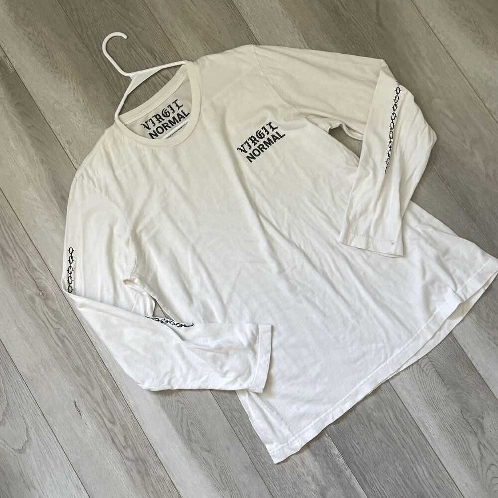 Virgil Normal Tshirt crewneck long sleeve graphic print mens White large street